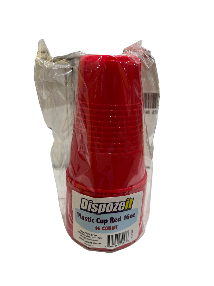 DISPOZEIT PLASTIC CUP RED 36CS/12PK 16oz