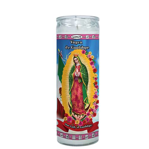 UNILITE VELA CLASICA VIRGEN GUADALUPE BLANCA 12/12OZ