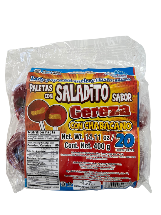 Paleta Saladito Cereza Con Chabacano 1/20