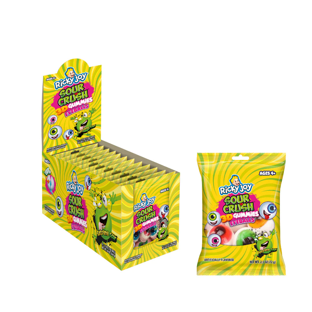 Ricky Joy Sour Crush 3D Gummies Eyeballs 12-2.5oz