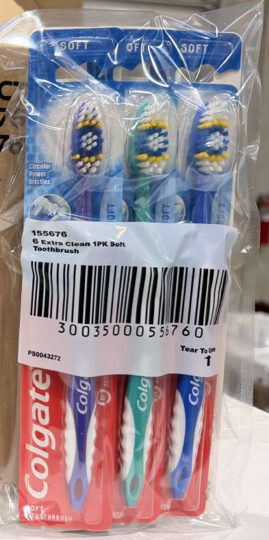 Colgate Toothbrush 6/1pk Soft Extra Clean Assorted