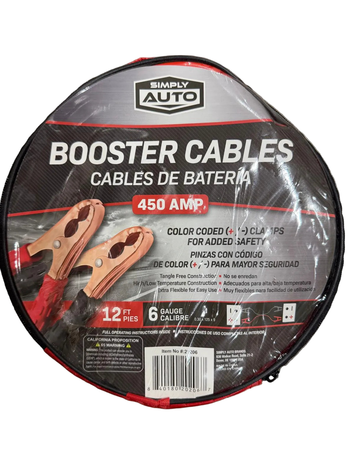 Simply Auto Booster Cables 12ft/450amp/6 Gauge