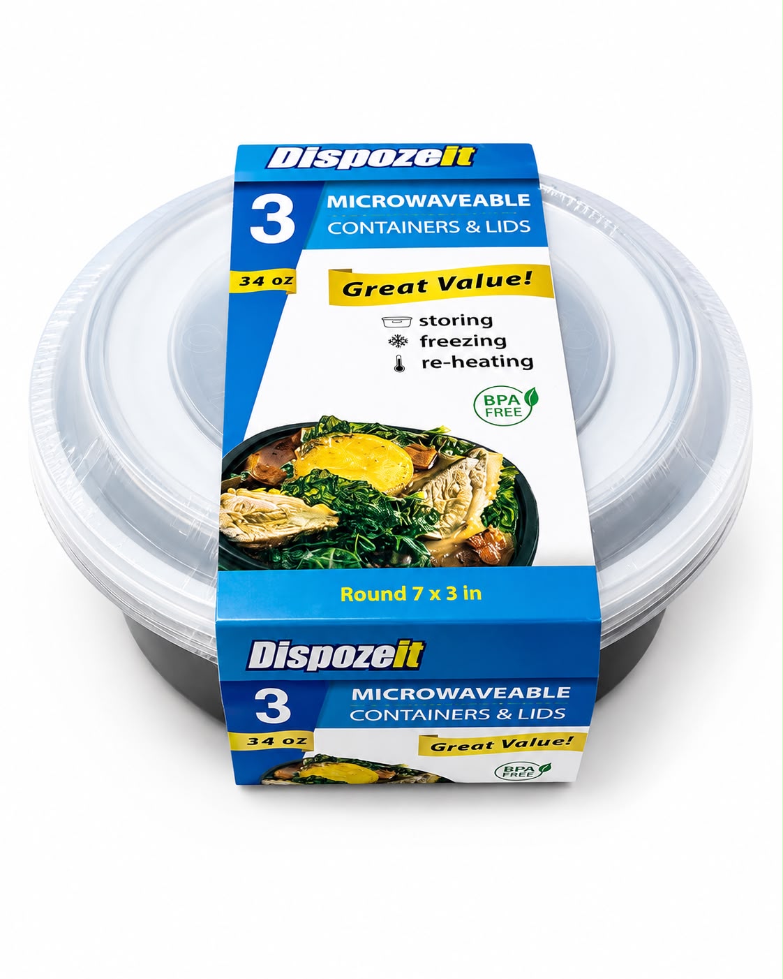 3 pack Containers Round