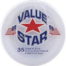 VALUE STAR FOAM PLATES 35 CT