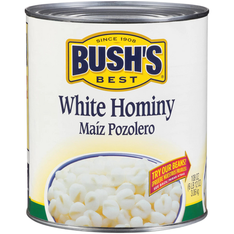 BUSH's WHITE HOMINY 6/108 OZ 3.06KG