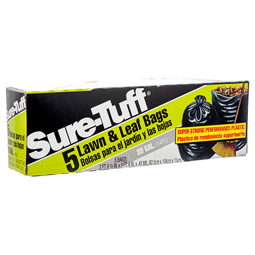 SURE TUFF LAWN & LEAF BAG 39 GL 5 CT BLACK