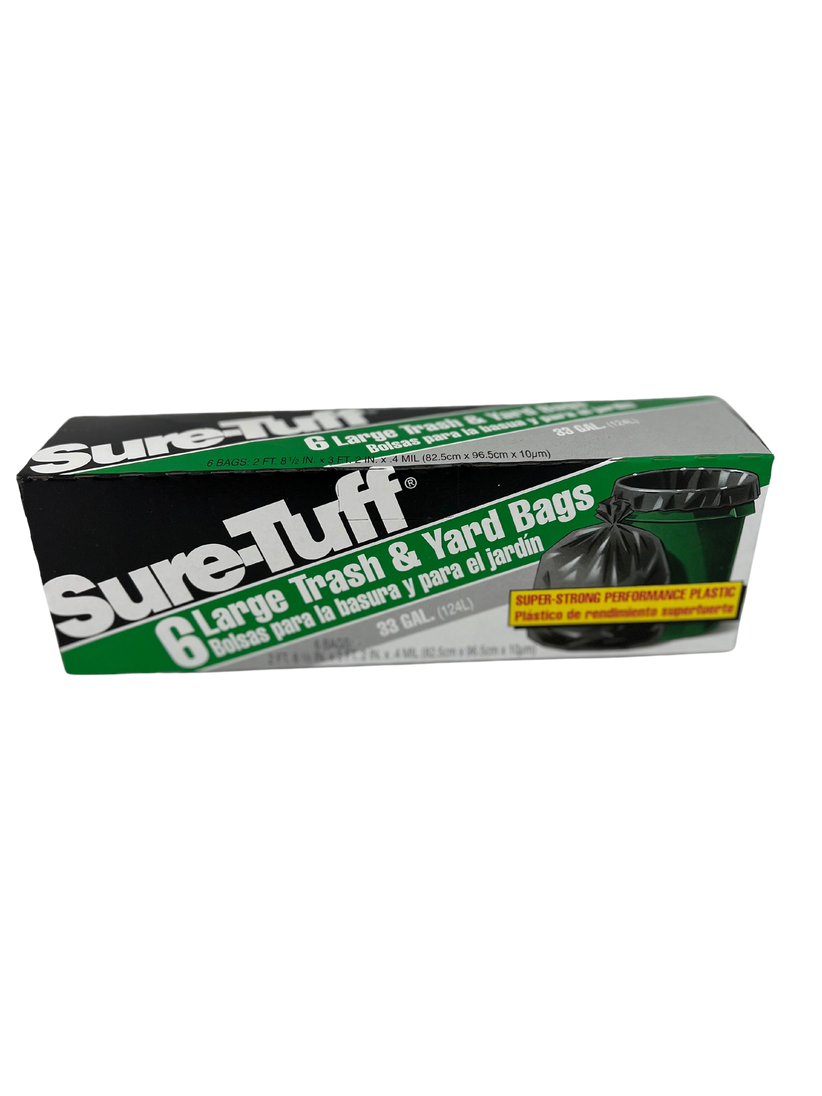 SURE TUFF LAWN & LEAF BAG 33 GL 6 CT BLACK