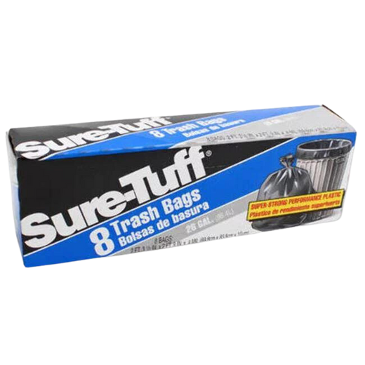 SURE TUFF LAWN & LEAF BAG 26 GL 8 CT BLACK