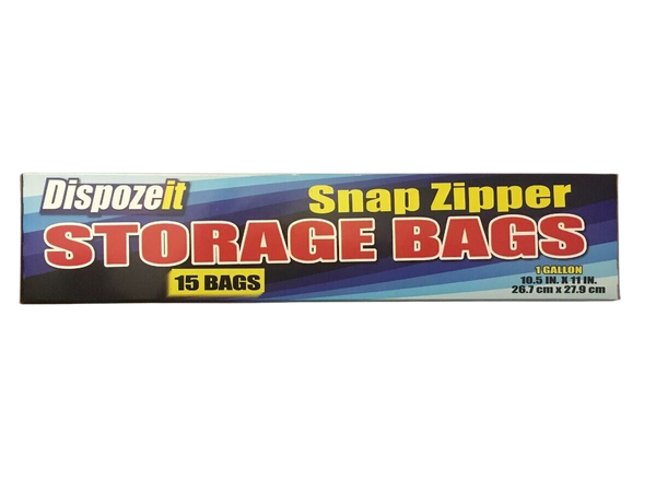 DISPOZEIT STROAGE BAG 1GL 15 CT SNAP CLOSURE