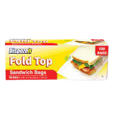 DISPOZEIT Sandwich Bag 100ct Heavy Duty Fold & Lock