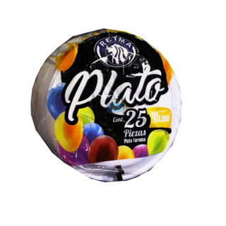 REYMA PLATO 10 LISO REDONDO 25CT