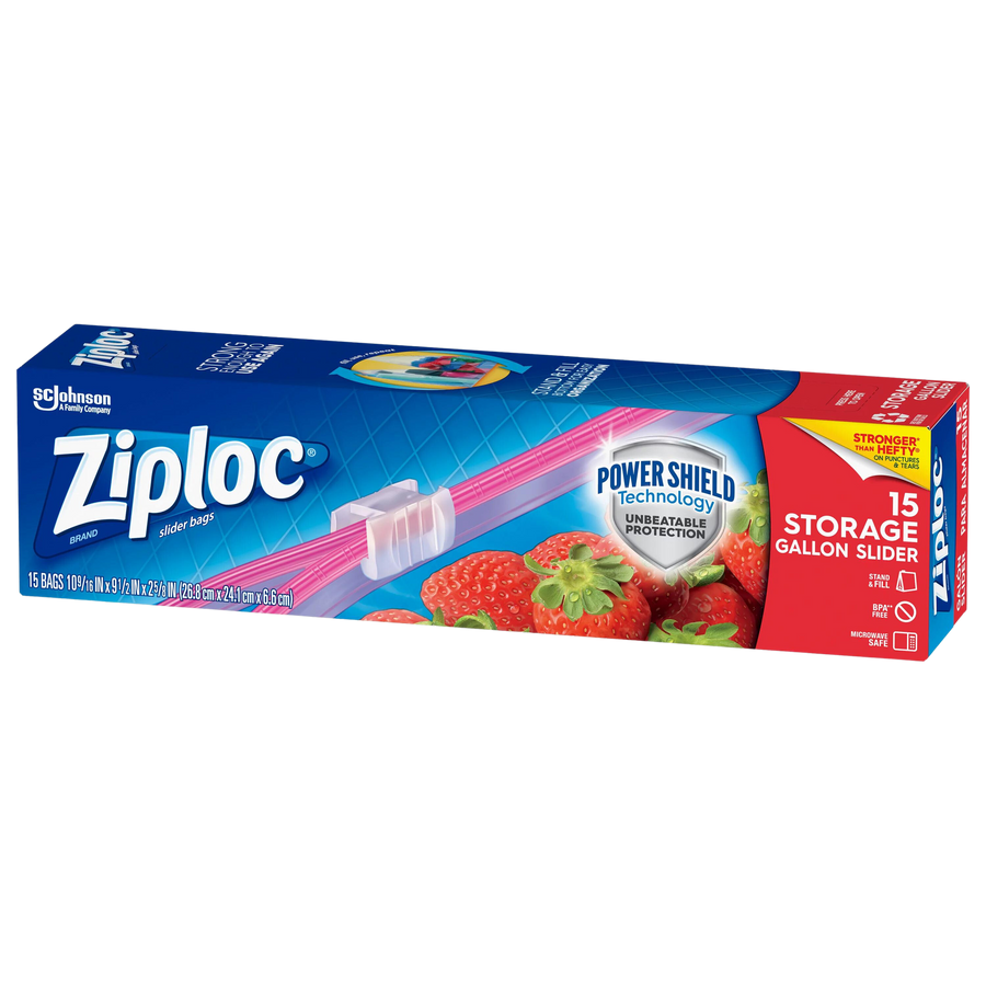 ZIPLLOC SLIDER BAG GAL 12/15CT