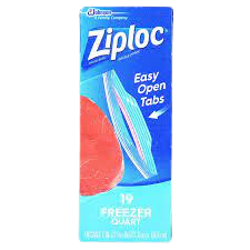 ZIPLOC FREEZER BAG 12/19CT QUART