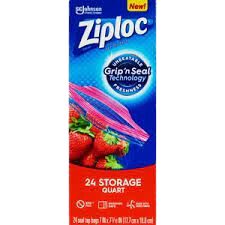 ZIPLOC STORAGE BAG 1QT 12/24CT