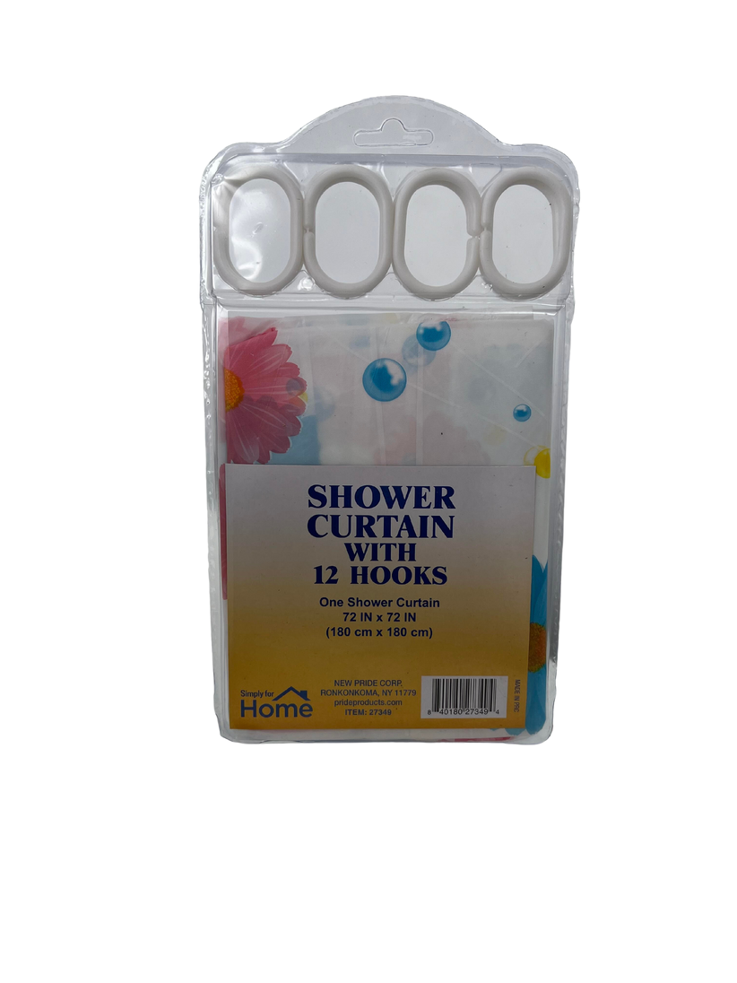 SHOWER CURTAIN WITH HOOKS 48/1PZ